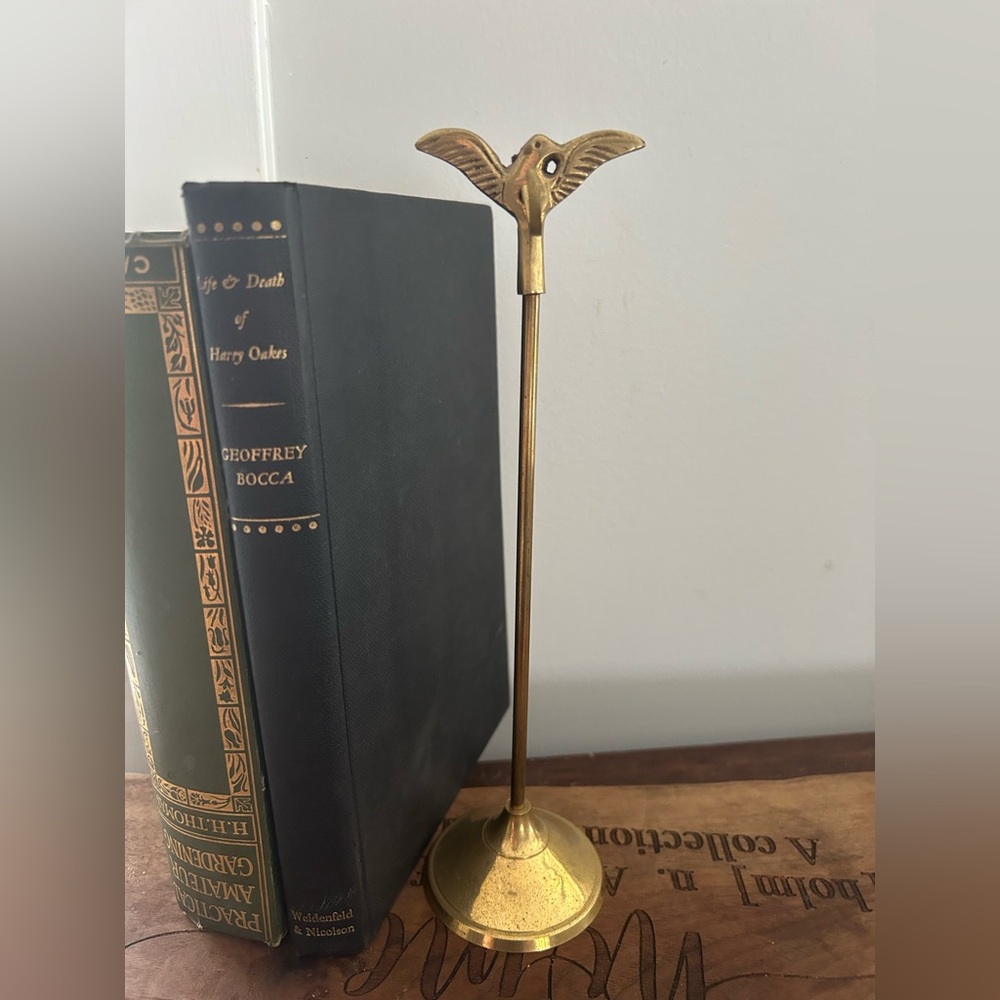 ACME Brass Bird Eagle on a stand with hook paper spike holder 6.6”H